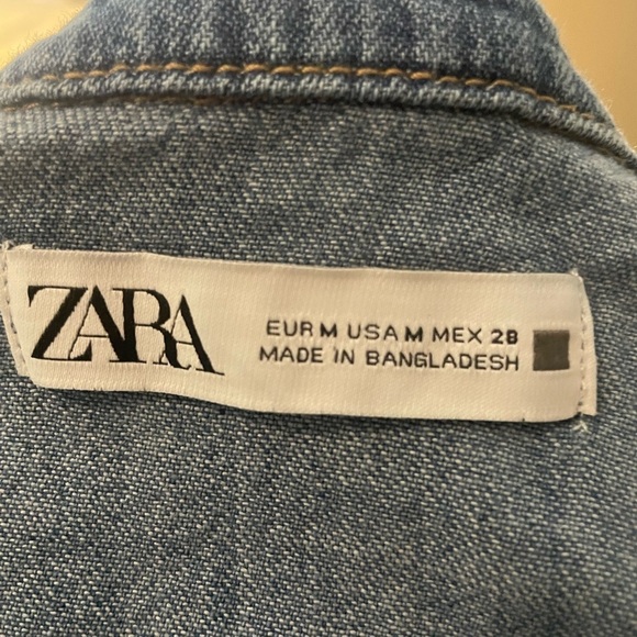 Zara Blue Jean Button Down Snap Blouse - Picture 4 of 4